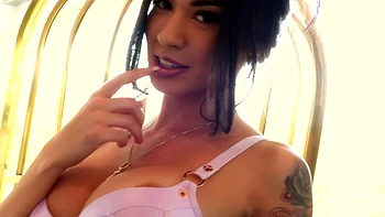 Amber Marie Stripteases in Pink Lingerie