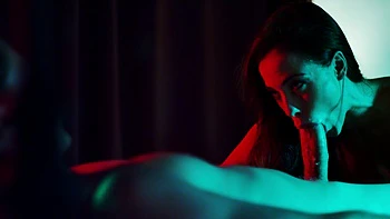 Petite brunette Anastasia Brokelyn rides a big cock with incredible passion on the bed.