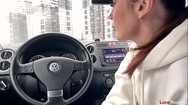 Cum in her mouth in the parking lot