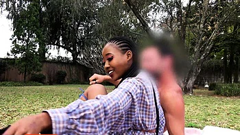 Big booty Ebony MILF outdoor picnic POV blowjob and hot fuck