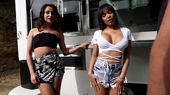 Hot latina brunette ft. Vanessa Cage: Blowjob, Doggy  Cowgirl Porn