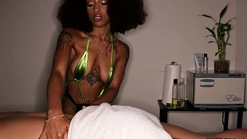 A sexy woman named Mena gives a sensual massage to her couple