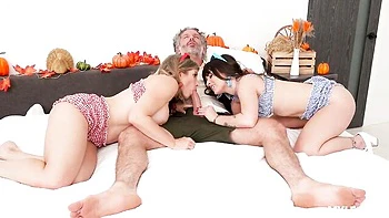 Cory Chase and Chanel Camryn's double blowjob action by Ask Your Mother