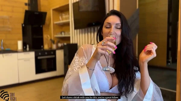 Mom seduces step-son in the kitchen.