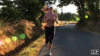 Running with her shapely legs