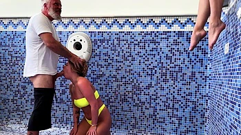 Cute sluts gives head to lucky grandpa