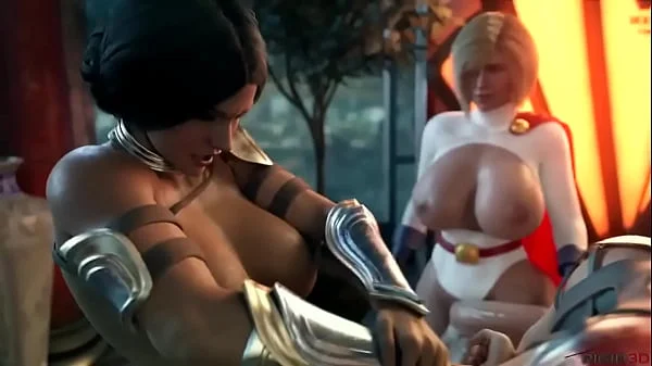 Cat woman handles two big dicks