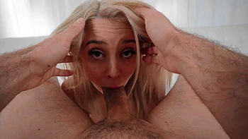 The pretty blonde Madison Summers has sex with a guy on the sofa.