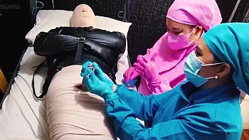 Nurse DominaFireOfficial Mummifies Patient & Fingers His Cock Sounding For Cum - Medical BDSM Bondage