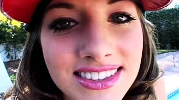 Small tit brunette sucks a big cock hardcore