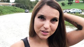 Young German babe's hot public blowjob and fuck