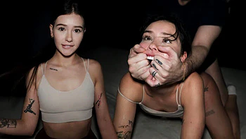 Threesome Doggy Style: Submissive Teen Gets Rough 2 on 1 Hardcore