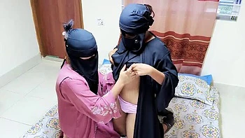 Desi hijabi bhabhi and neighbor lesbian sex with creampie and anal in Bengali audio