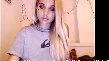 Tattoed Bimbo Slut Playing On Bed...: Amateur, Blonde  Webcam Porn