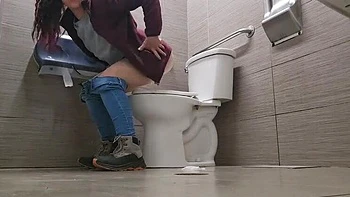 Nerdy Faery Squirts Pee in Bathroom - Hairy Pussy Close Up Fingering & Pissing Fetish