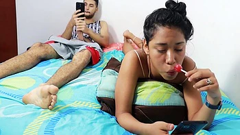 I Was Looking At My Cell Phone And My Beautiful Brunette Stepsister With A Rich Ass Shows Me Her Ass For Me To Fuck