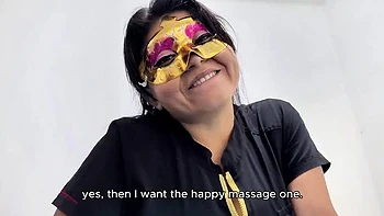 Goky gets a happy ending anal massage from a hot Latina masseuse