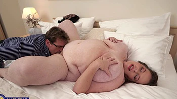 The man fucked his girlfriend with big natural tits hard