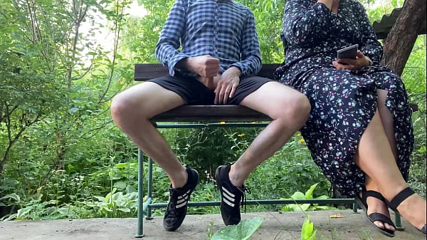 MILF gets her cum outside