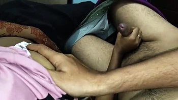 Hot Indian Girlfriend Gives Blowjob and Handjob to Monster Cock - Cum on Tits