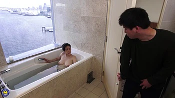 Caught and Fucked: Hairy Milf Gives Deep Blowjob