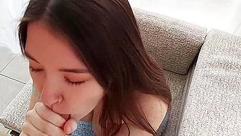 Chubby Teen 18+ Milking Out A Cumshot With A Blowjob And A Handjob