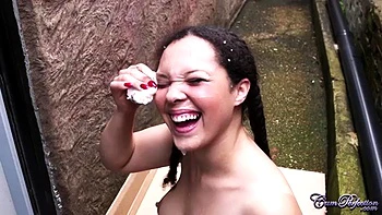 Kloe White Sucks Huge Cock and Gets Facial Outdoors