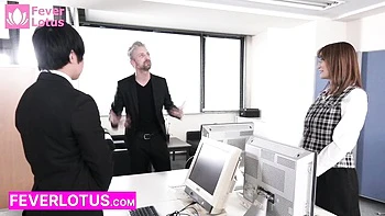 Japanese milf boss creampies her Asian secretary