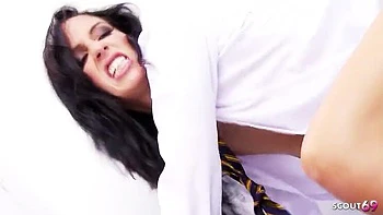 Dark-Haired Girl with Saggy Tits & Hairy Pierced Pussy Gets Fucked by Big Dick at Gloryhole