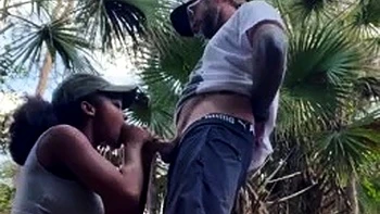 Amateur ebony blowjob outdoor POV
