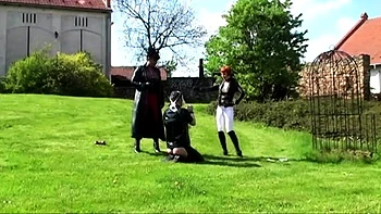 Domina Liza & Mistress Rouge Spank Redhead Outdoors