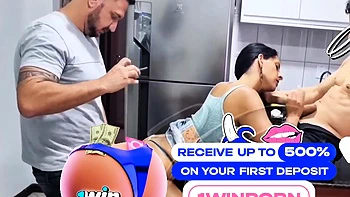 Horny bi-atch fucked by hubby and his mate