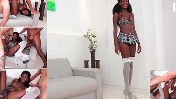 Princesa negra Jenny fodida com dupla penetração anal e gangbang