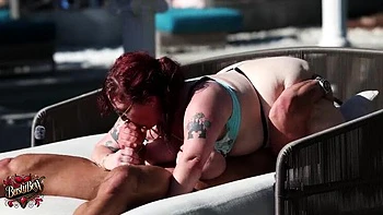 Busty Bexx Takes Hardcore Anal & Blowjob Poolside
