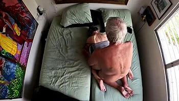 Hairy Amateur Grandma Masturbates, Gets Doggystyled by Old Man