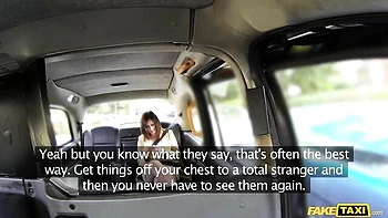 Hot brunette Anna Joy fucked missionary style in car backseat