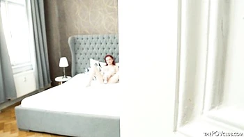 18yo redhead Olivia sucks big BBC in interracial POV