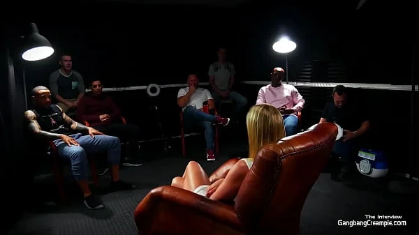 Sexy blonde milf fucks 5 guys