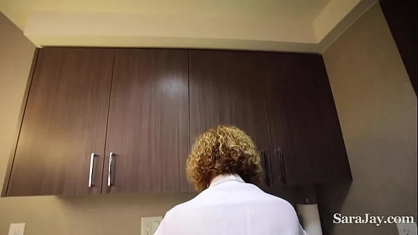 Milf Sara Jay feeds Gabby Quinteros' holes with strap on in lingerie!