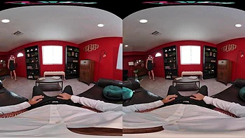 Jasmine VR saugt und reitet Schwanz im Doggy-Stil