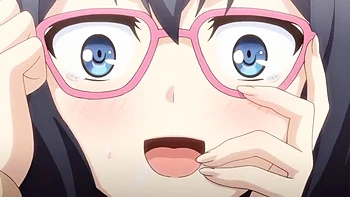 Hentai de óculos: Peitos enormes, bunda e boquete com creampie