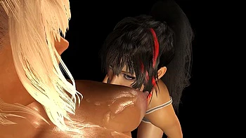 Brune dessin animé suce les seins d'une MILF