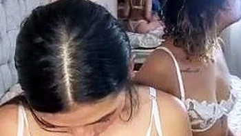 Brunette amateur milf rides hubby's cock hard