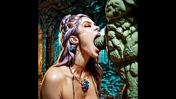 Polnische Prinzessin Teil 2: KI Anime Schlampe mit großen Titten lutscht Monster Schwanz