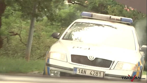 Two sinfull bitches pick up horny dude in Pragues streets