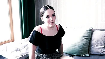 Brunette blows big tits in Polish blowjob