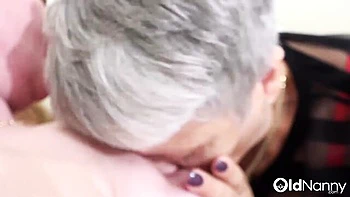 Mature Lesbian Babysitter Licks Old Pussy