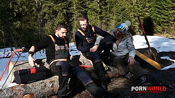 Brittany Bardot's DP Threesome with Hot Lumberjacks