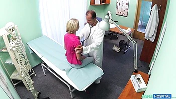 Fake Doc Fucks Blonde Babe with Huge Cock