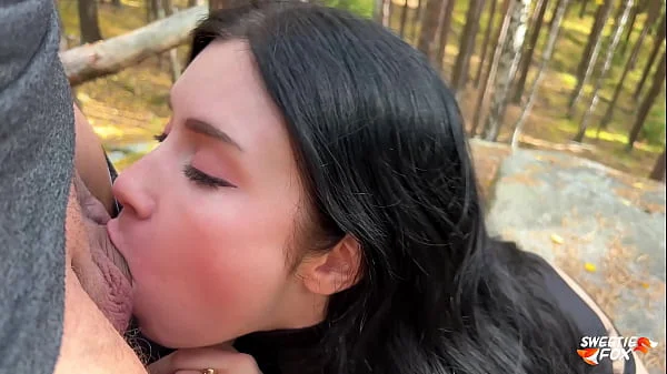 Brunette Public Deepthroats Dick And Rough Fucks In The Wood